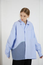 THINGY Blue Striped Stitched LS Shirt