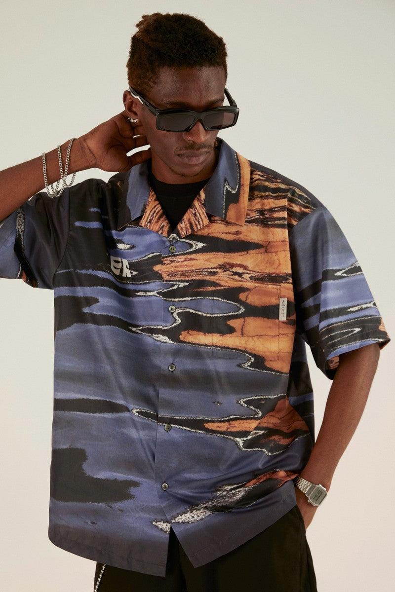 Empty Reference Ripple Print Logo Cuban Shirt
