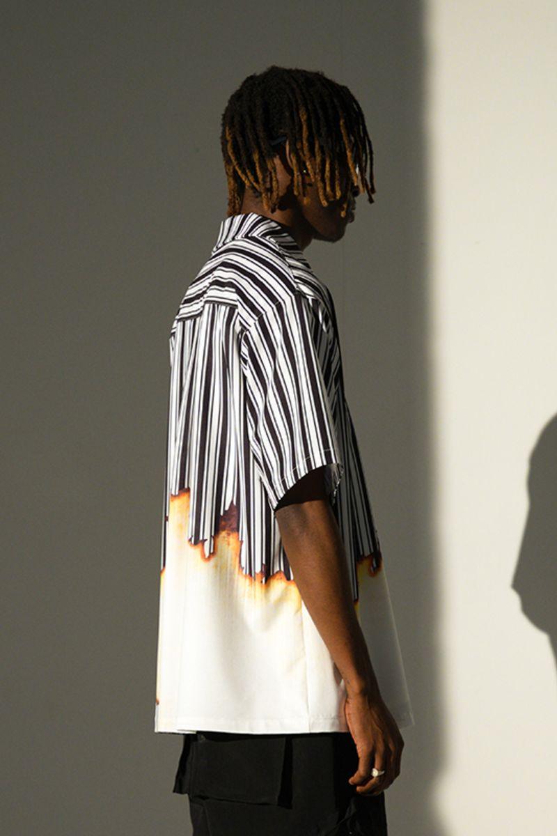 Empty Reference Burning Striped Cuban Shirt