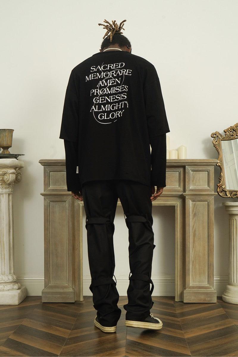 Empty Reference Black Straps Straight Trousers