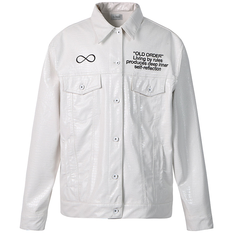 Old Order Crocodile Pattern PU Leather Jacket