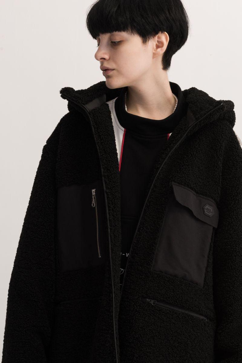 Empty Reference Black Sherpa Hooded Coat