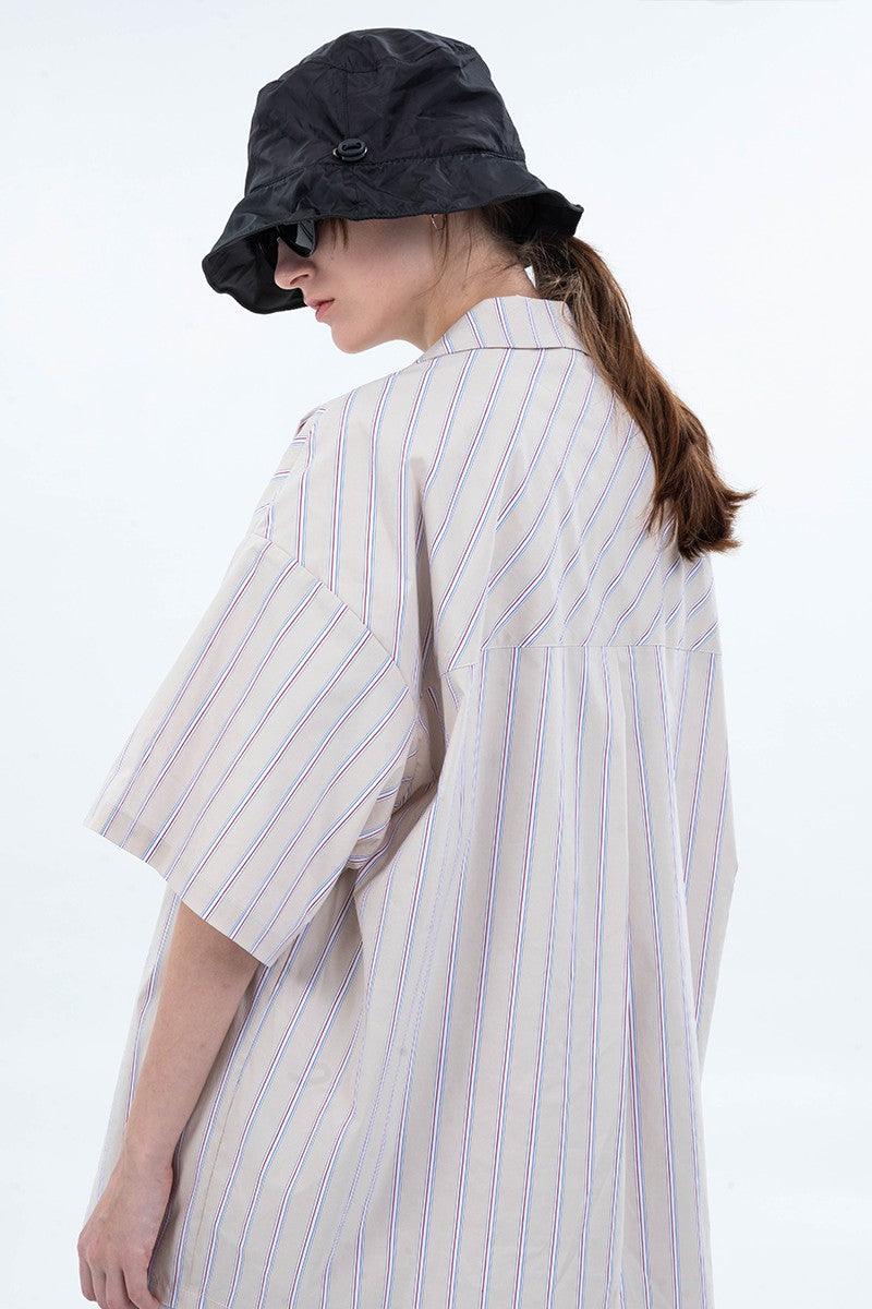 Center of Rotation Plaid Striped Cuban Shirt