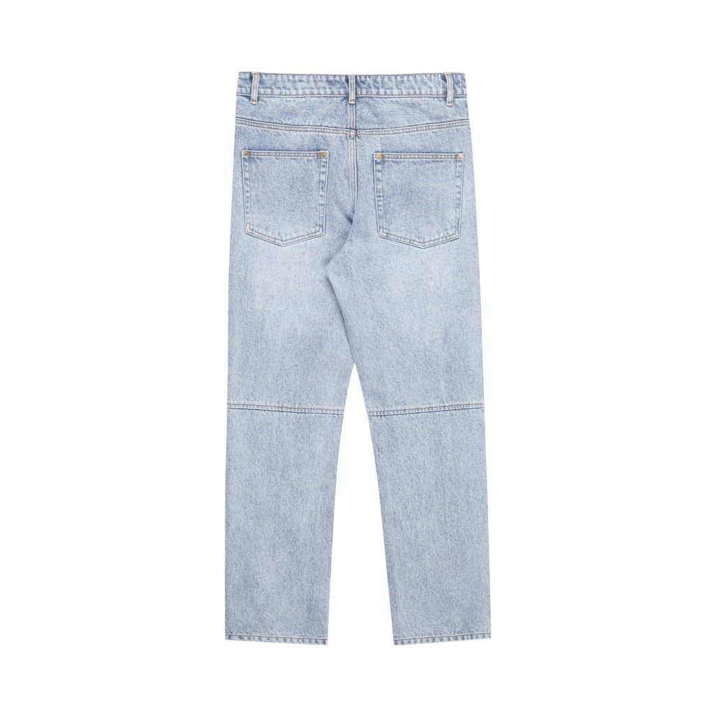 Washed Zipper Jeans