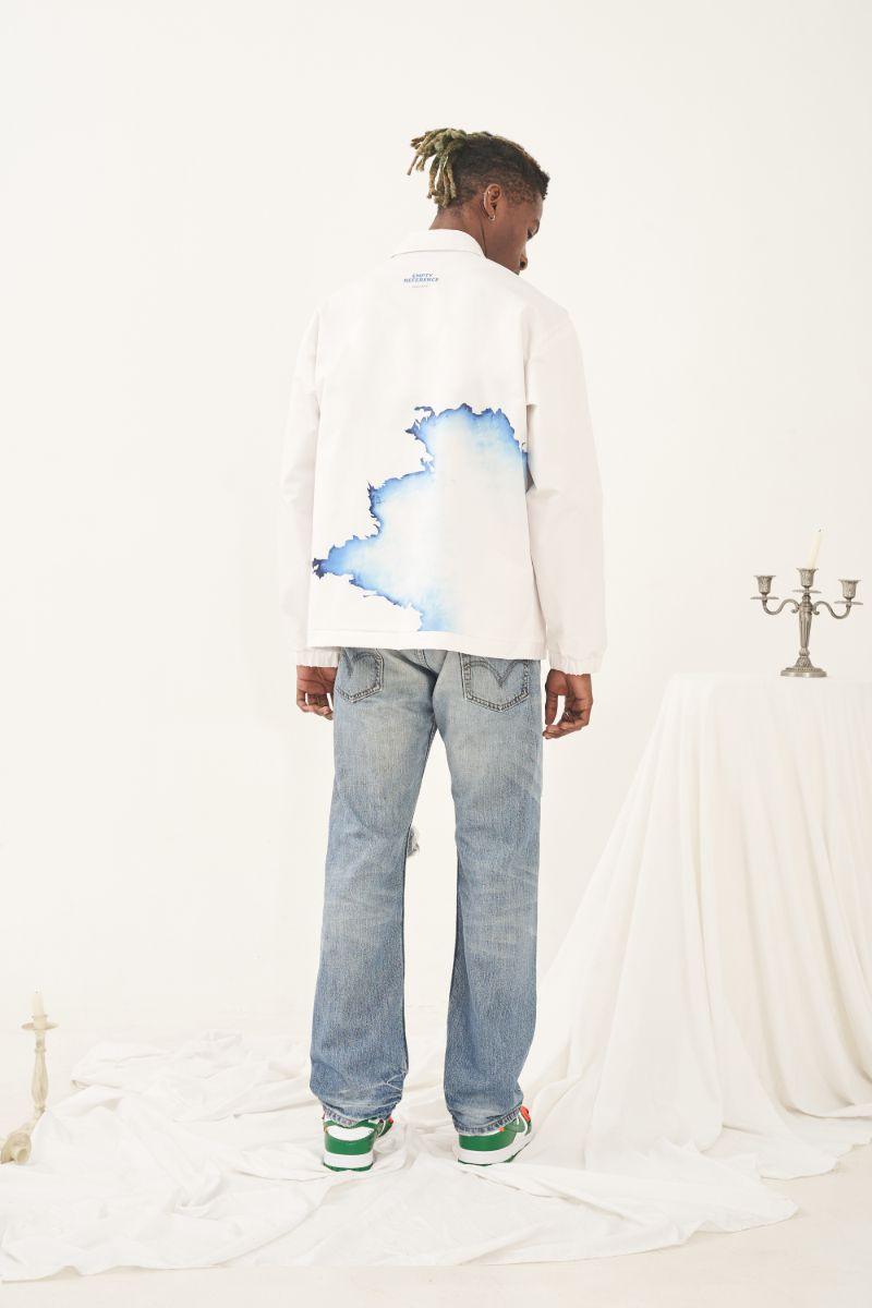 Empty Reference White Flame Printed Coach Jacket