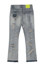 CZ Washed Distressed Flared Jeans