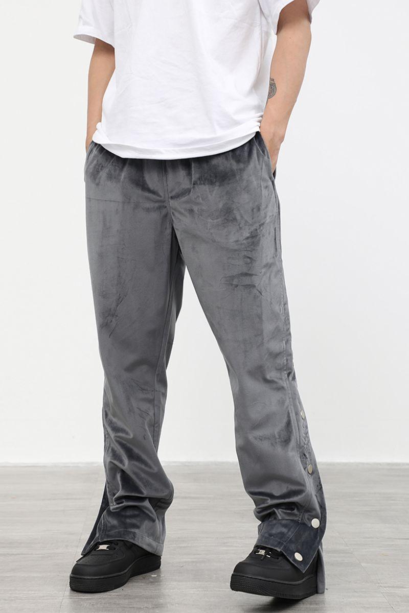 CZ Suede Buttons Straight Trousers