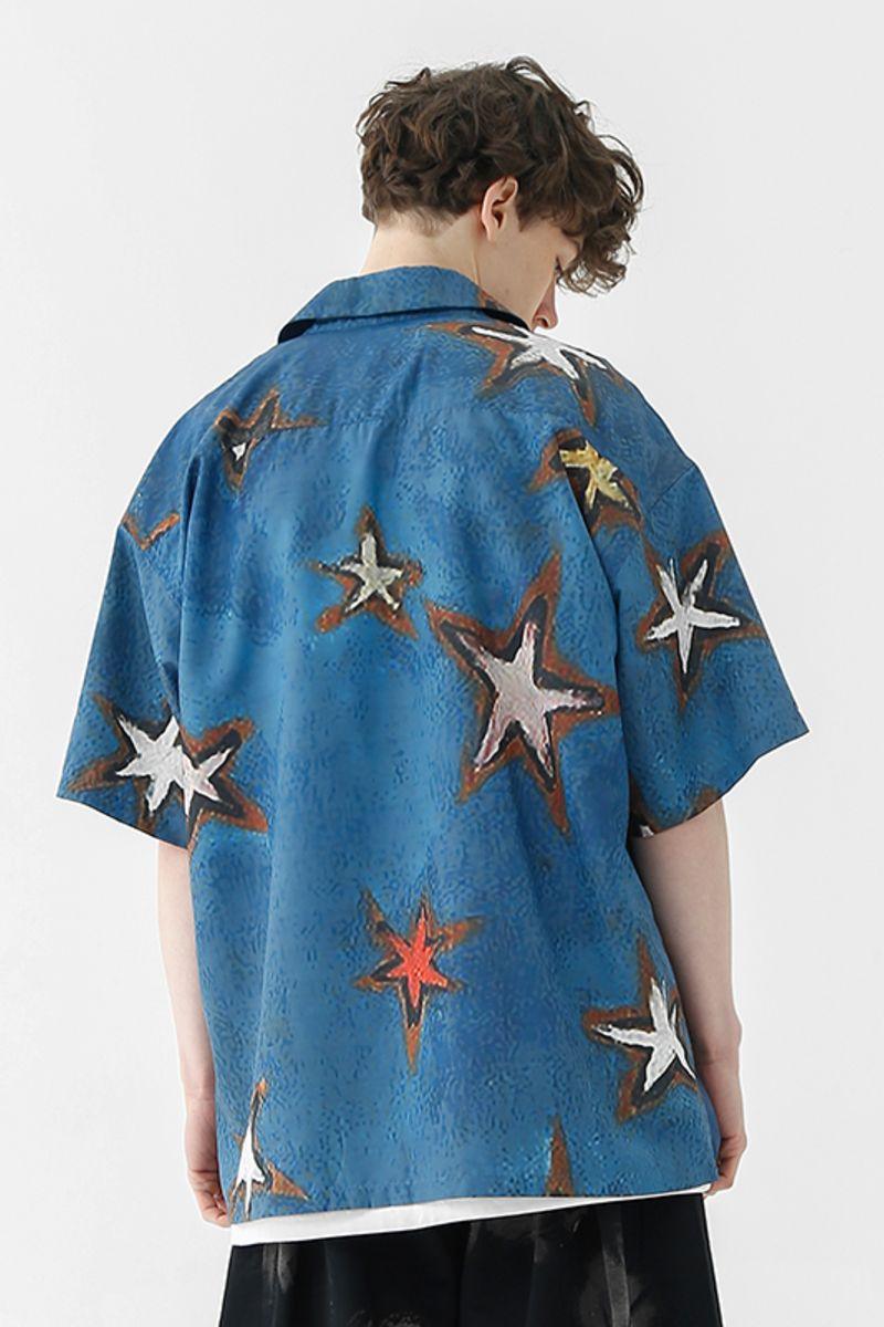 CZ Royal Blue Stars Cuban Shirt