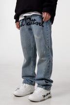 STEEPC Embroidered Logo Washed Jeans