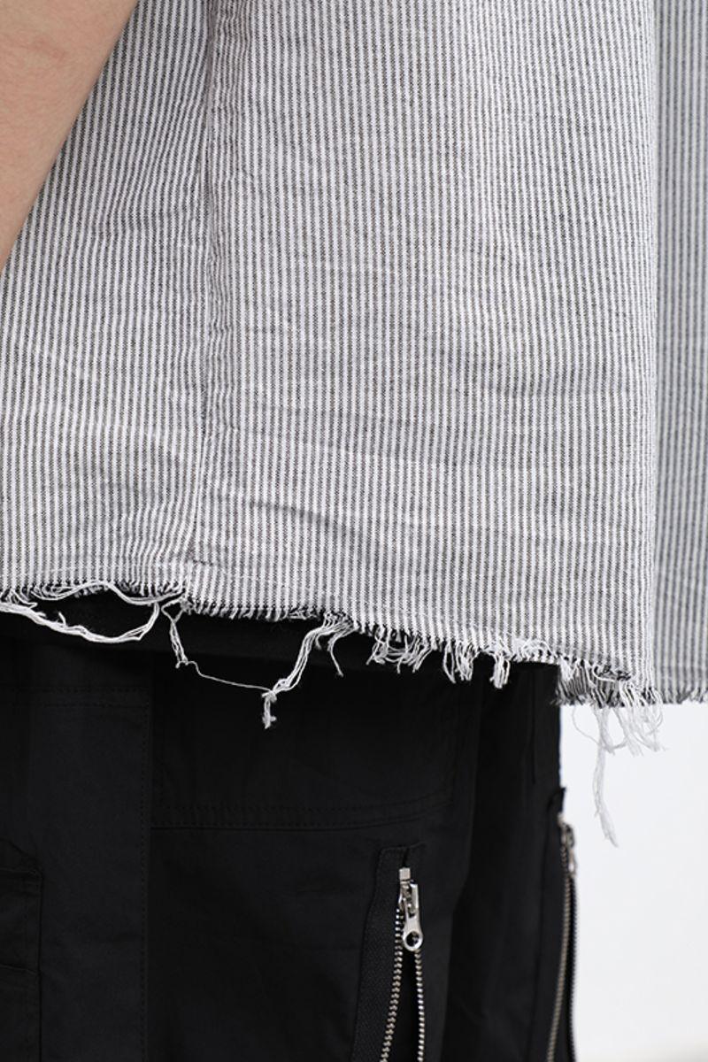 CZ Ripped Striped Button Up Shirt