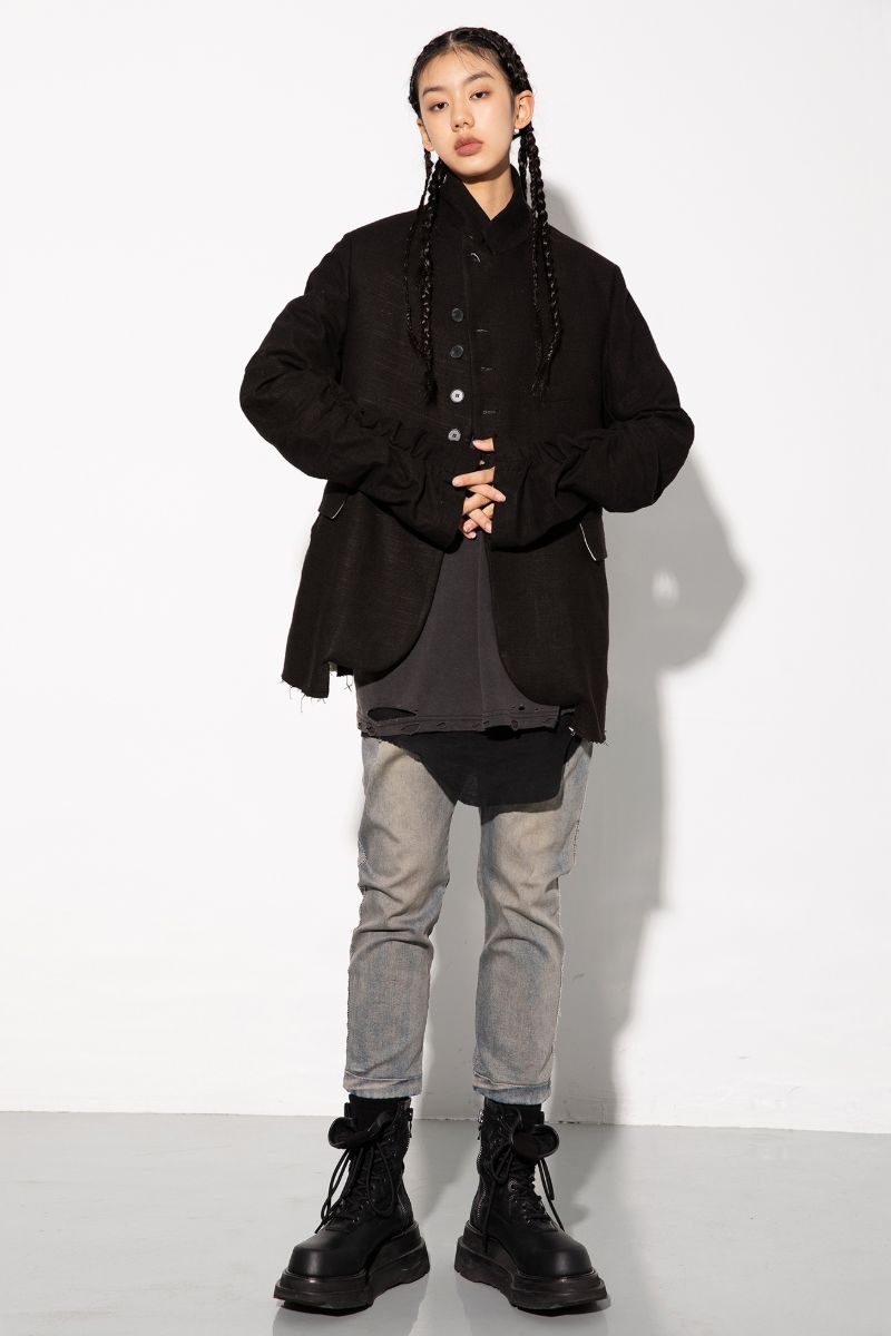 Unknown World Rumpled Cut Blazer
