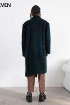 Mix7 Herringbone Asymmetrical Woolen Coat