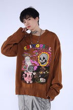 CZ Halloween Cartoon Logo Knit Sweater