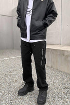CZ Zipper Loose Straight Trousers