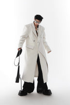 AC PU Leather Stitched Woolen Coat