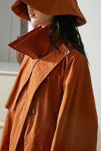 Mix7 Camel Orange Belted Trench Coat