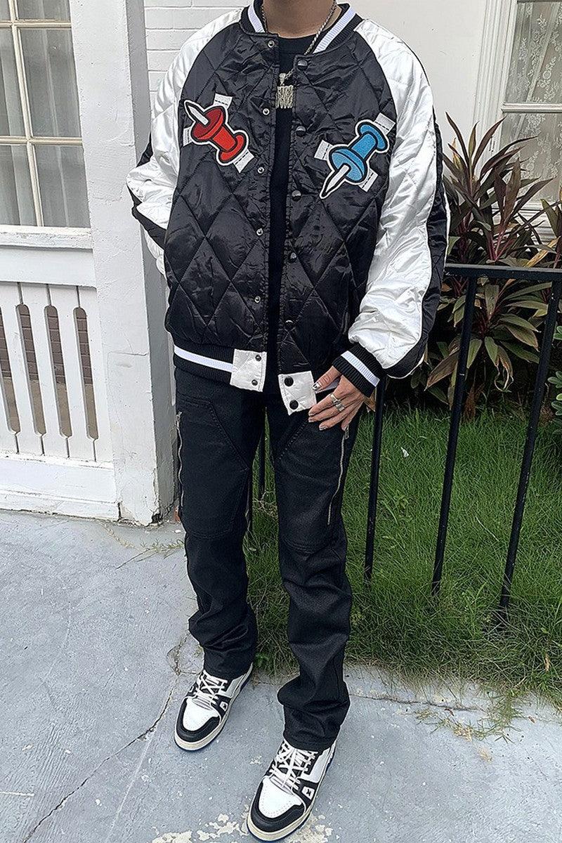 CZ Embroidered Logo Padded Varsity Jacket