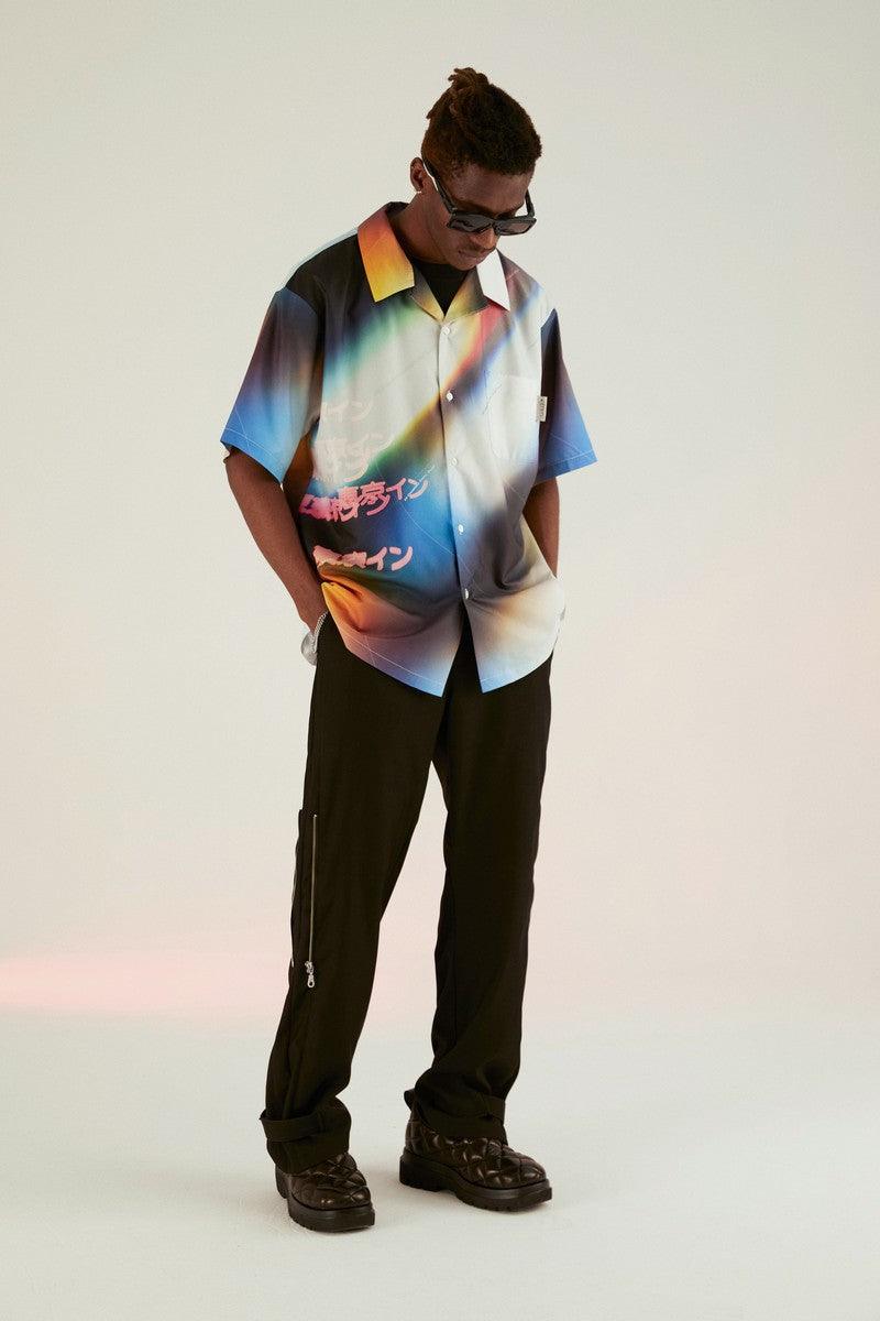 Empty Reference Neon Tokyo Print Cuban Shirt