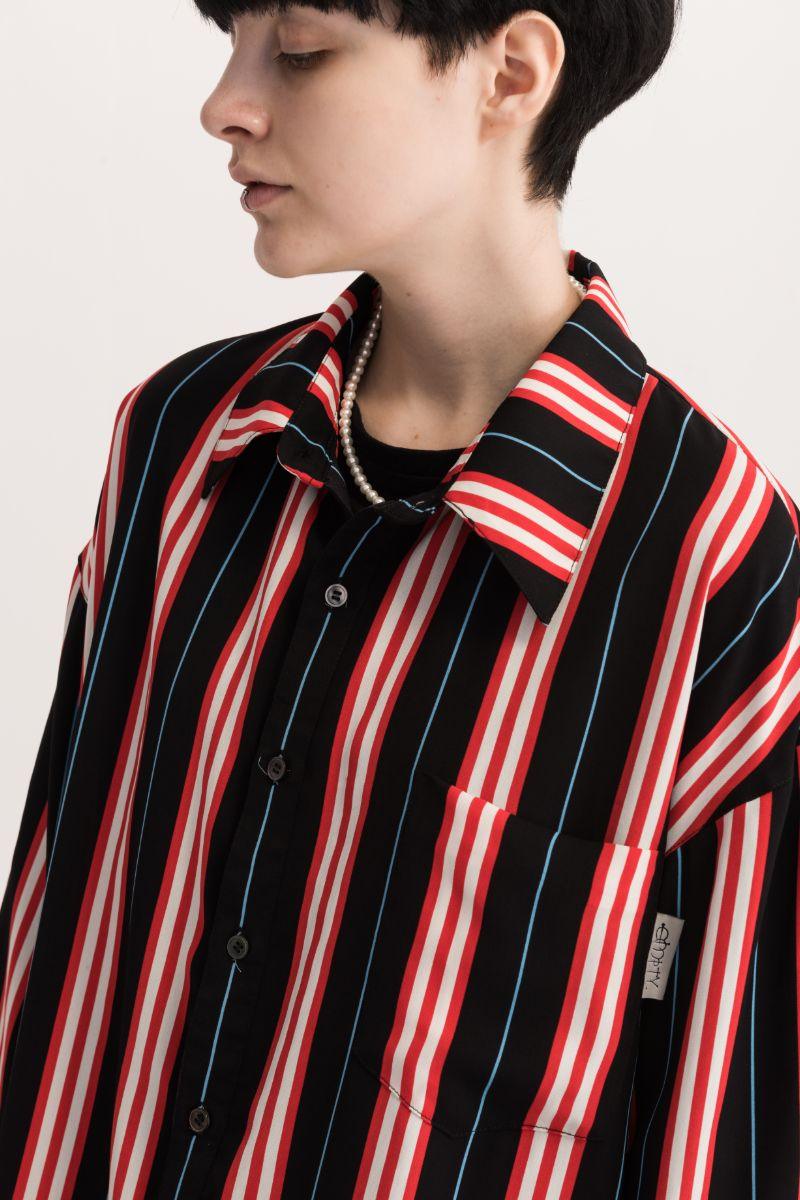 Empty Reference Black and Red Striped L/S Shirt