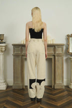 Empty Reference Flower Corduroy Straight Trousers