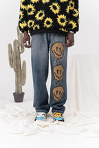 CZ Melting Smiley Printed Jeans