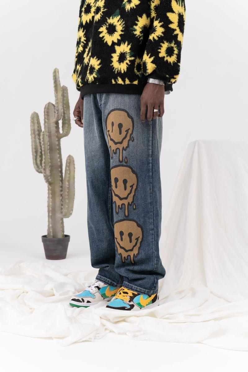 CZ Melting Smiley Printed Jeans