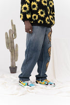 CZ Melting Smiley Printed Jeans