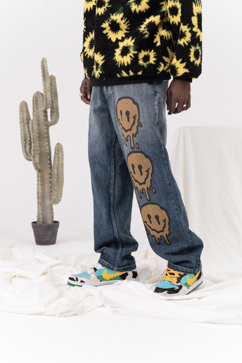 CZ Melting Smiley Printed Jeans