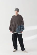 THINGY Stitched Jeans Washed Sweater