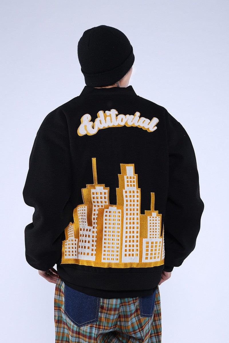CZ Skyscraper Embroidered Varsity Jacket