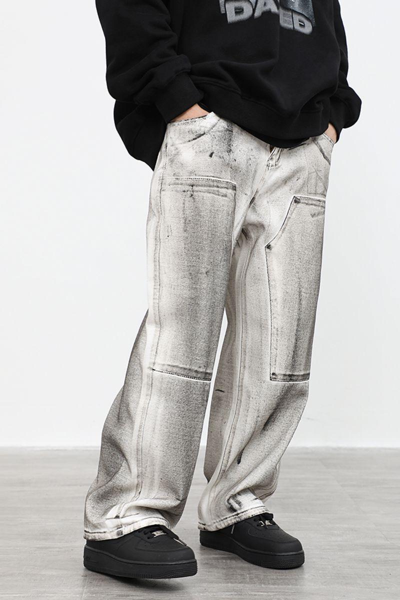 CZ Washed Ink Stained Loose Jeans