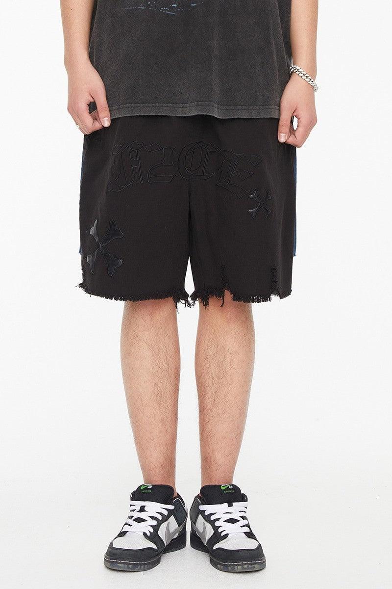 F2CE Two-Piece Leather Embroidered Shorts