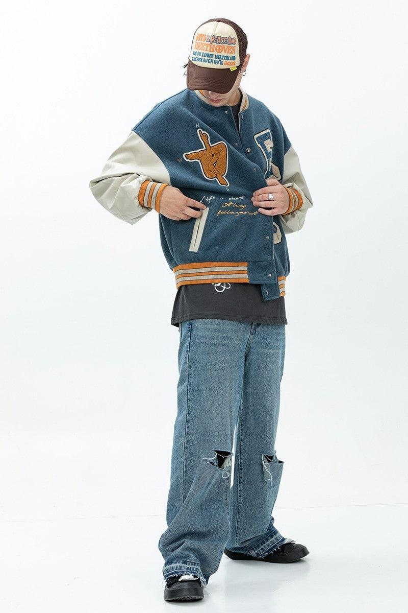 Error Code Embroidered Logo Varsity Jacket