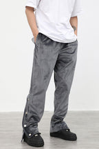 CZ Suede Buttons Straight Trousers