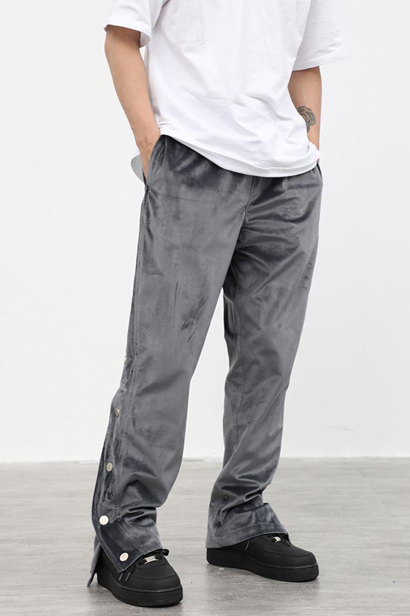 CZ Suede Buttons Straight Trousers
