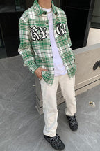 CZ Embroidered Plaid LS Shirt