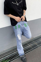 CZ Embroidered Cash Flared Jeans