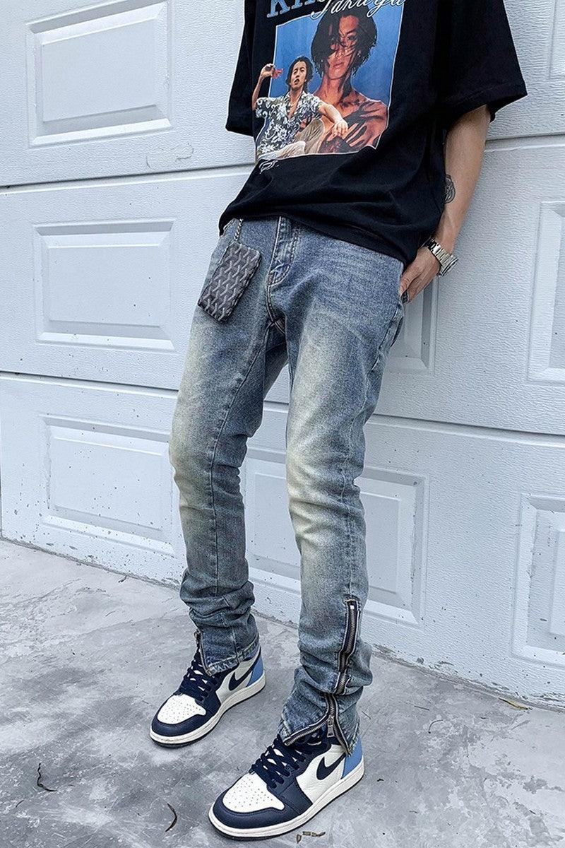 CZ Retro Washed Zipper Jeans