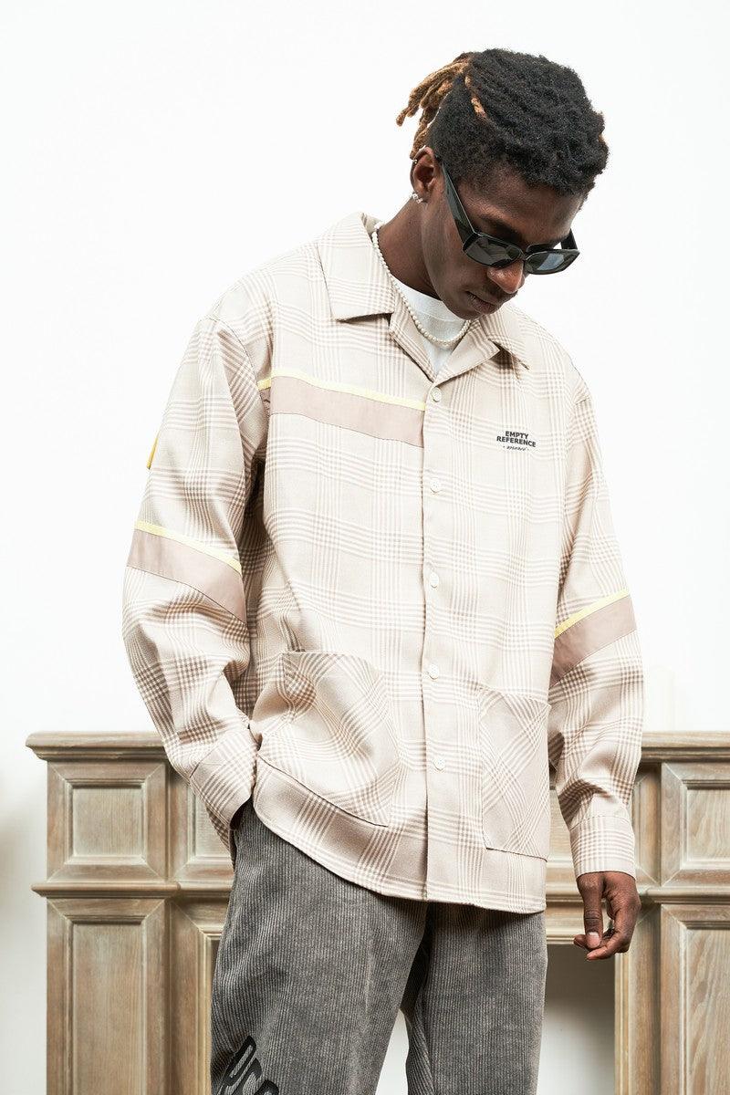 Empty Reference Plaid Khaki L/S Cuban Shirt