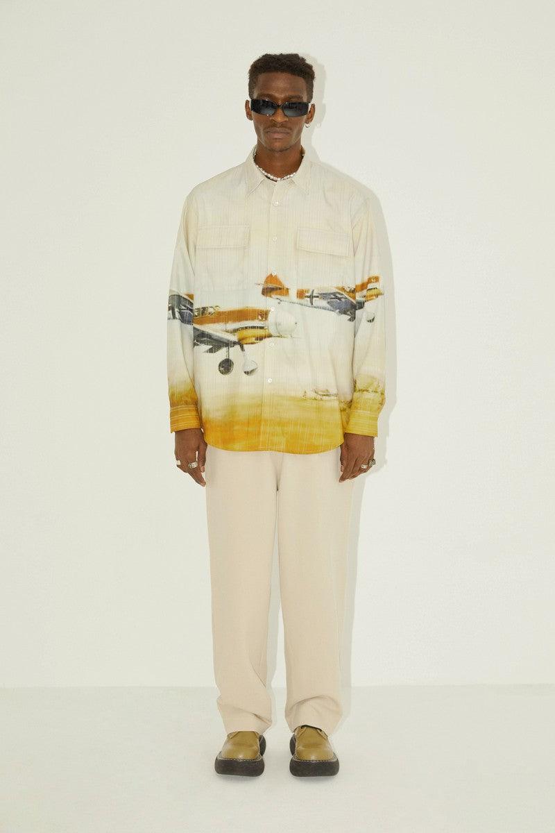 Empty Reference Airplane Landscape Print Shirt