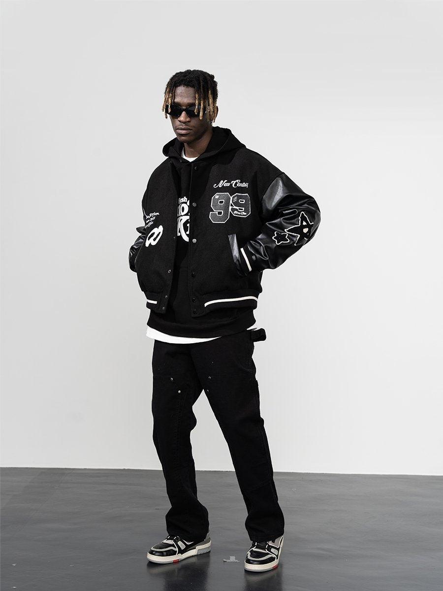 H/C Embroidered Clouds Woolen Varsity Jacket - UK Only