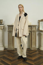 Empty Reference Flower Corduroy Straight Trousers