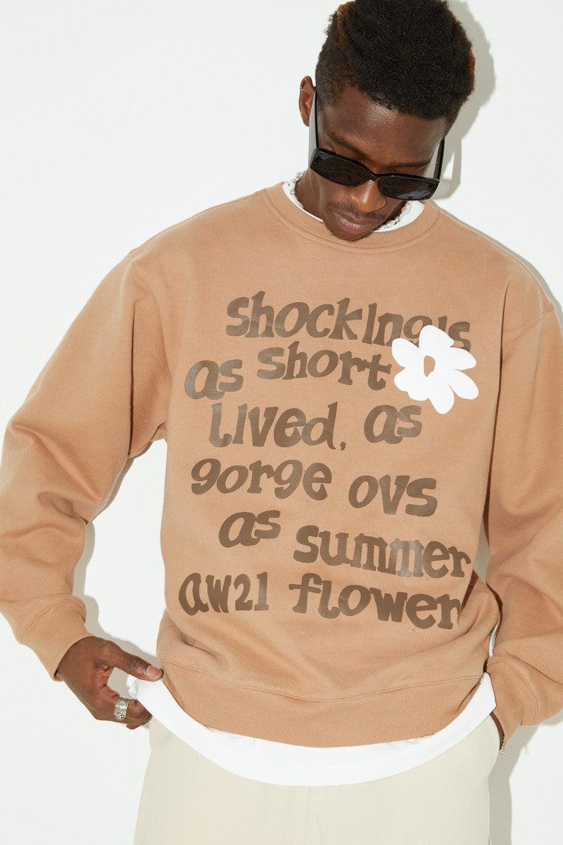 Empty Reference Camel Flower Print Sweater