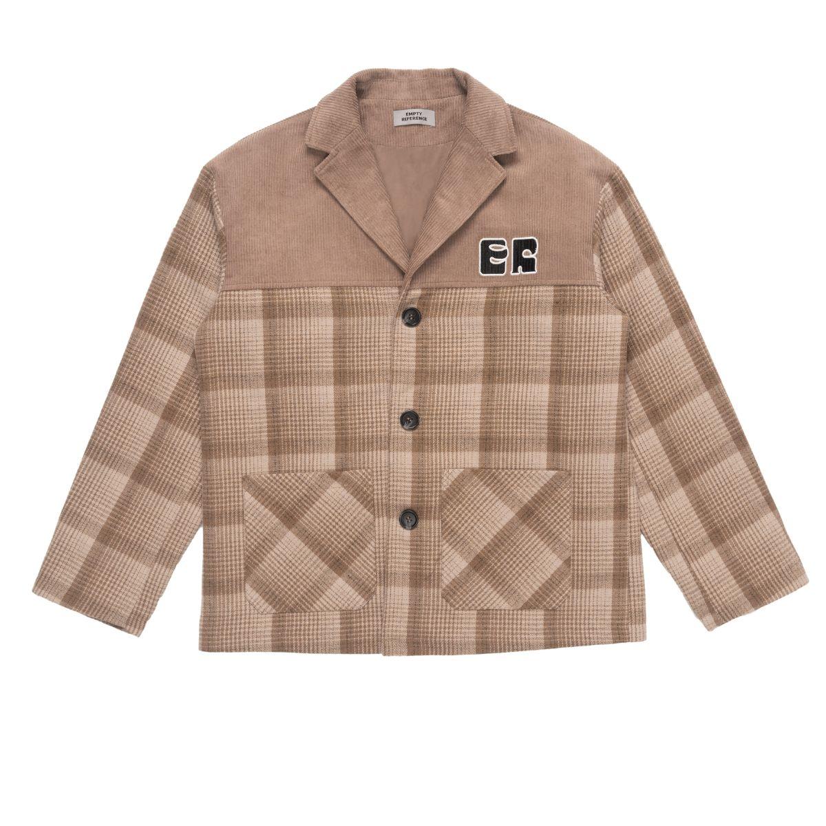 Empty Reference Khaki Plaid Corduroy Suit Jacket