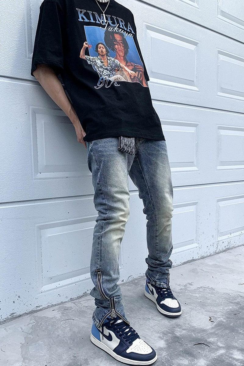 CZ Retro Washed Zipper Jeans
