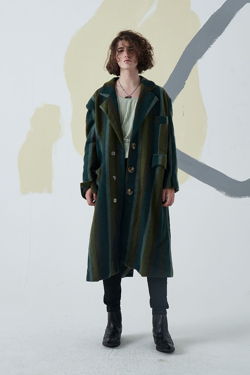 Mix7 Striped Woolen Coat