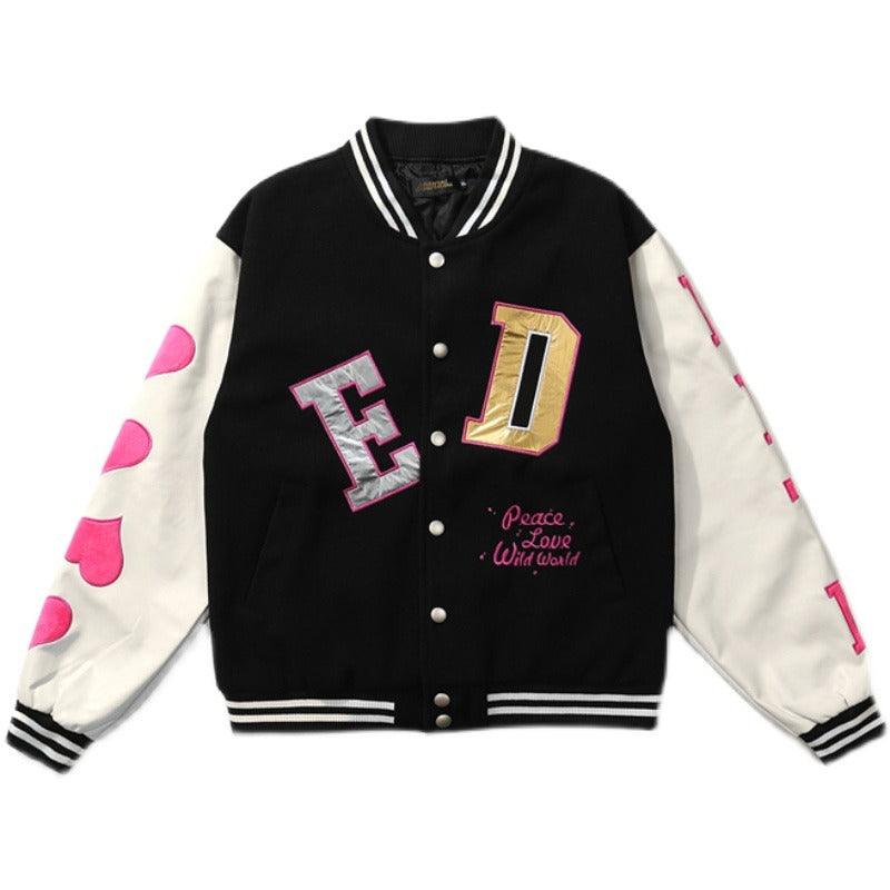CZ Love Embroidered Varsity Jacket