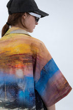 Center of Rotation Sunset Landscape Cuban Shirt