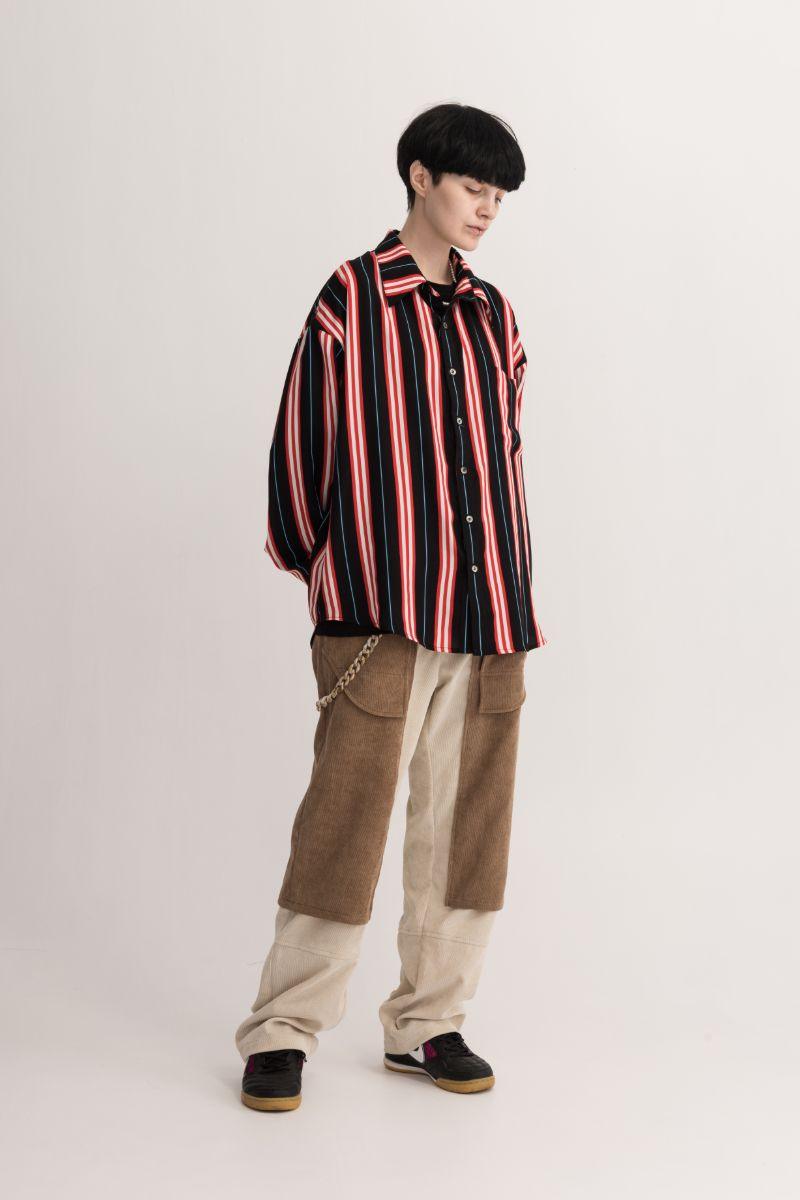 Empty Reference Black and Red Striped L/S Shirt