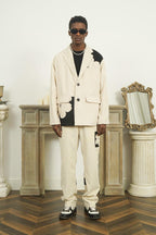 Empty Reference Flower Corduroy Straight Trousers